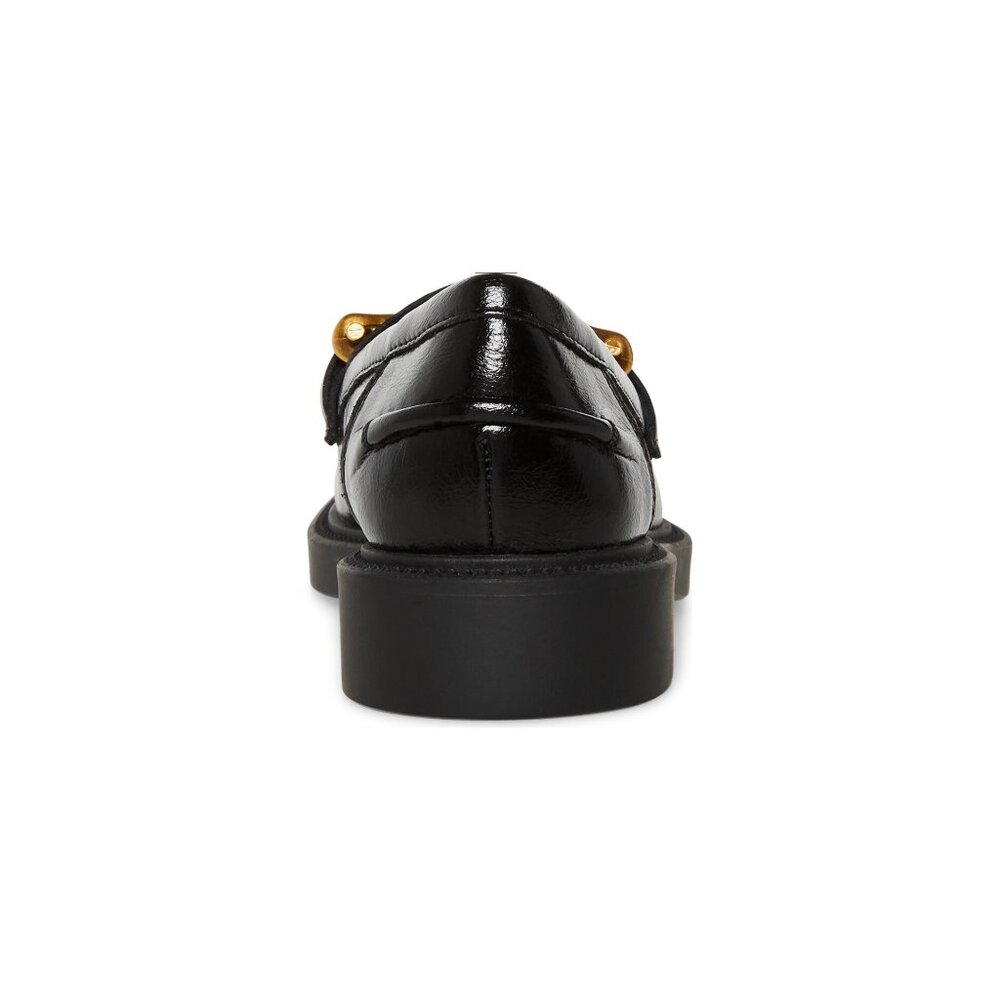 Steve Madden Black Leather Chain-Trim Loafers - Picture 4 of 16